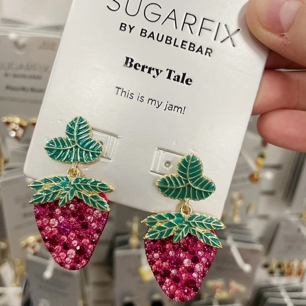 Sugarfix by BaubleBar Crystal Strawberry Drop Earrings sparkle festive holidays